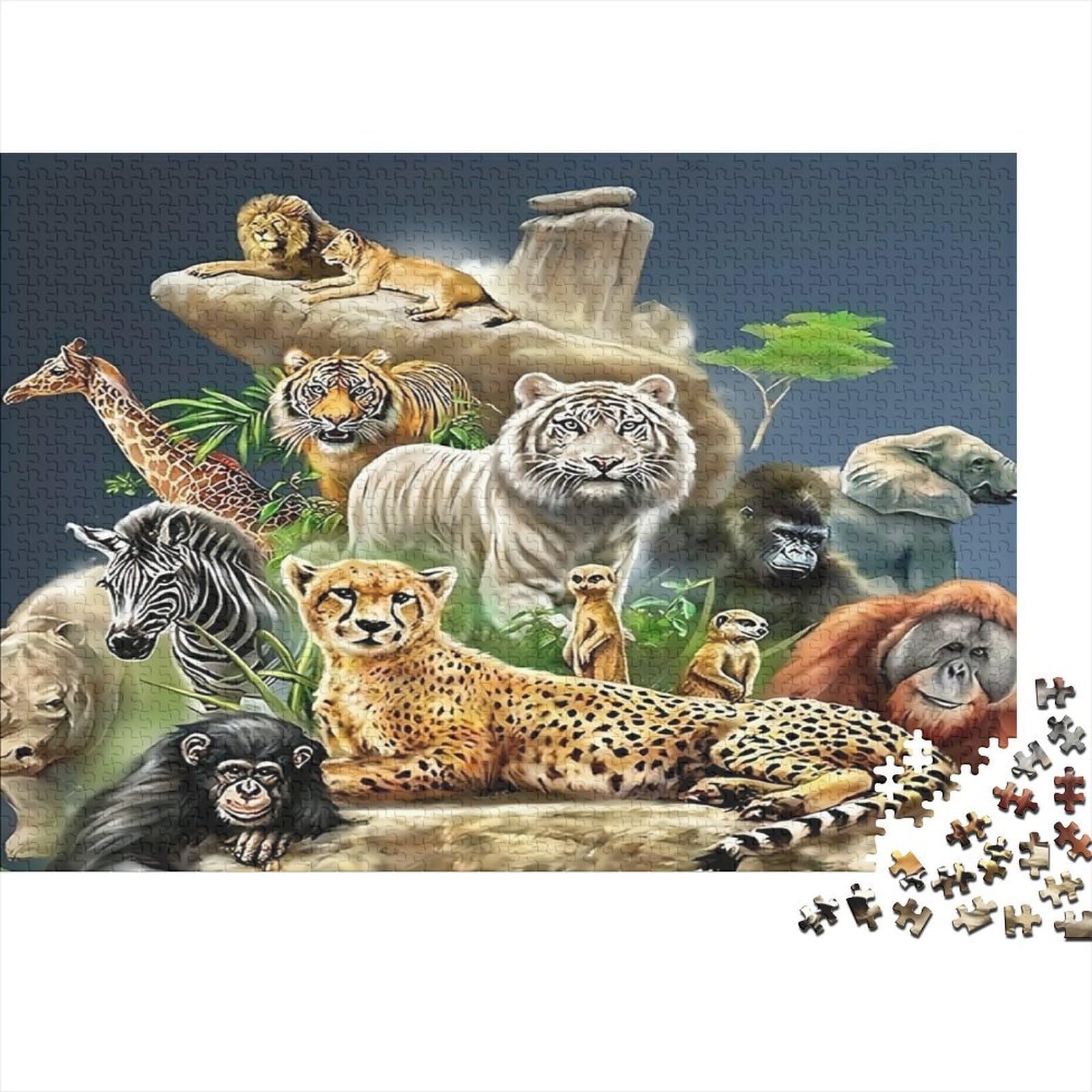 1000 Pieces Wildlife Puzzle for Adults Paper Material Brain Training Jungle Animal Jigsaw Wall Decor 70x50cm/1000pcs