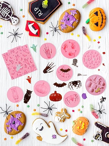 Miniatura 7 de Moldes de silicona para Halloween diseño de fantasma diseño de búho calabaza murciélago calabaza araña fantasma caramelo pasteles arcilla resina