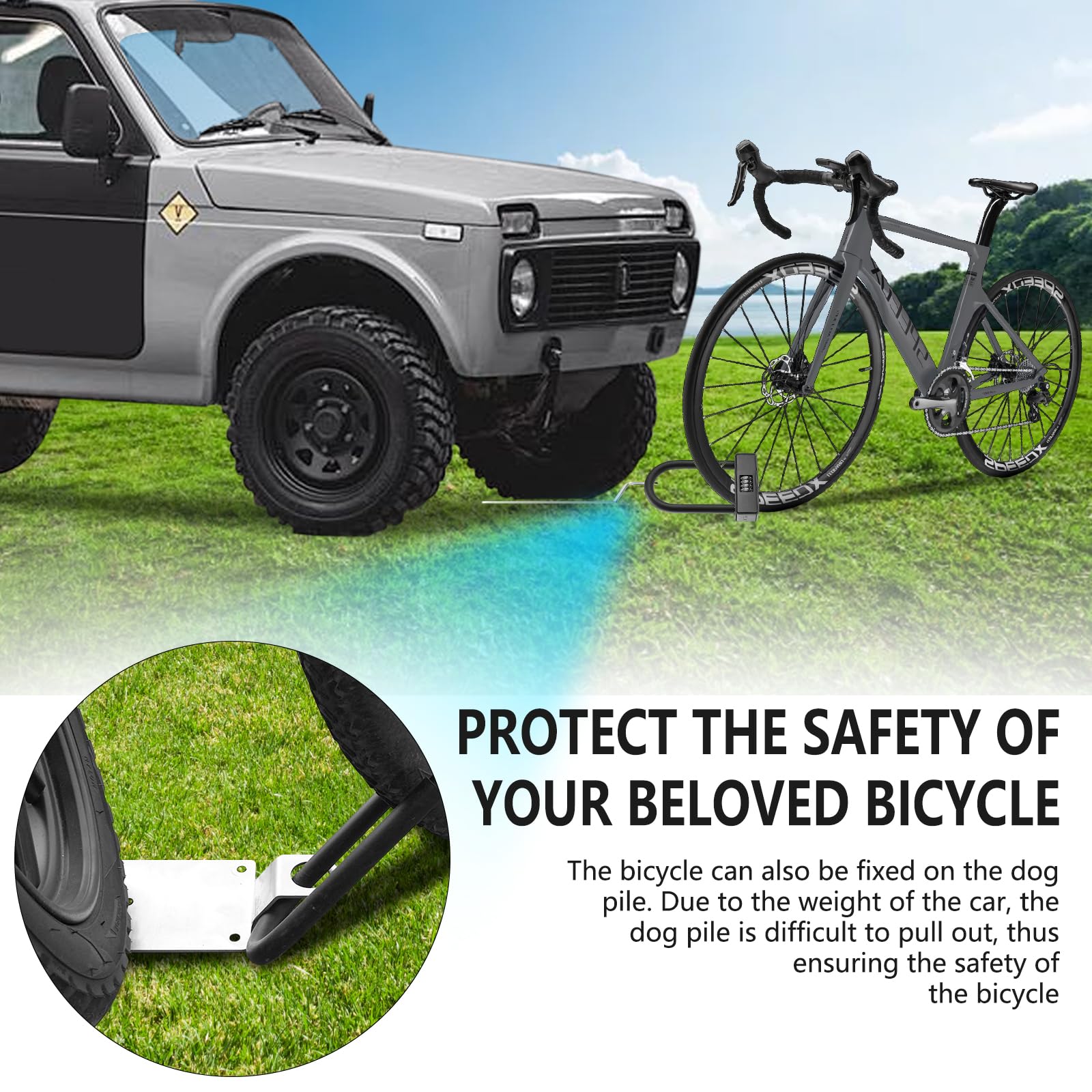 Estaca para Perros Multifuncional 2 en 1, Resistente y Estable, de Acero Inoxidable, para autocaravanas, caravanas, Soporte de Suelo Resistente para Perros para Patio, Playa y Camping (2-in 1 Plata)
