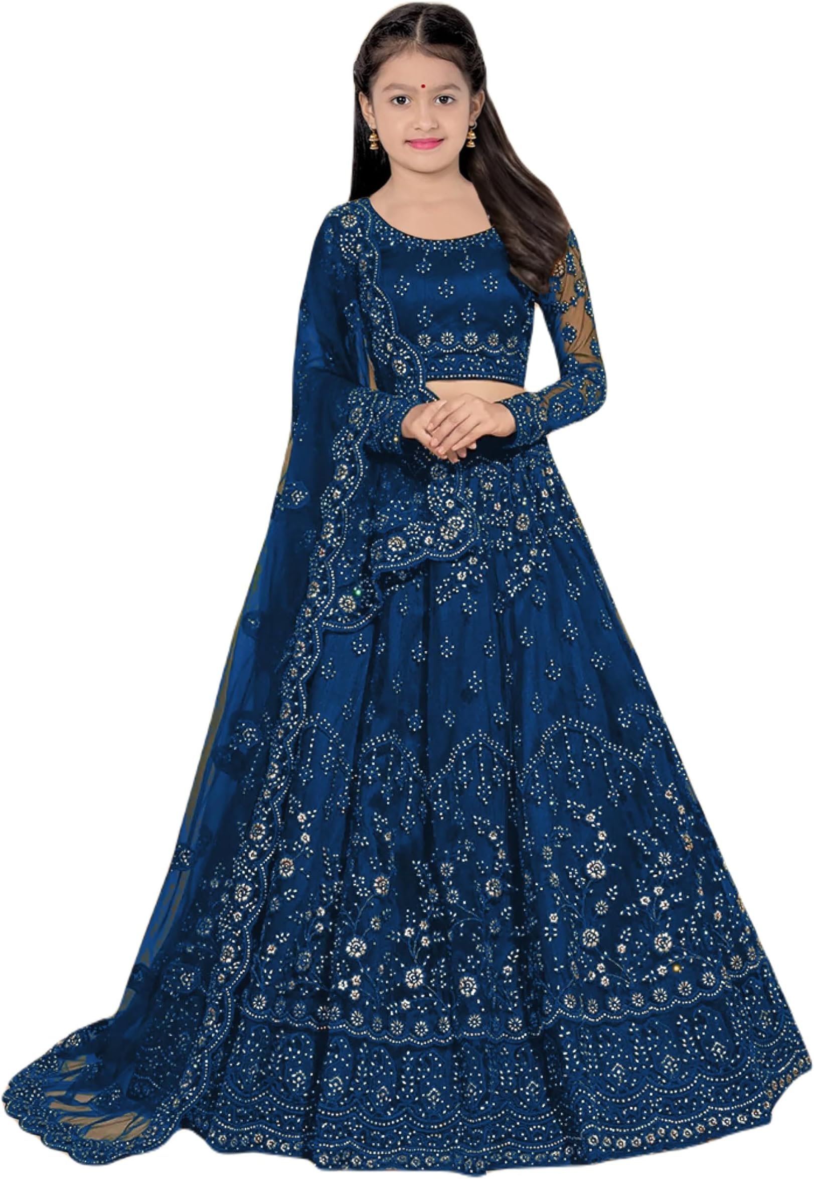 PREHANA FASHION Girls Ethnic Wear Embroidery Work Readymade Traditional Lehenga Choli With Dupatta Set