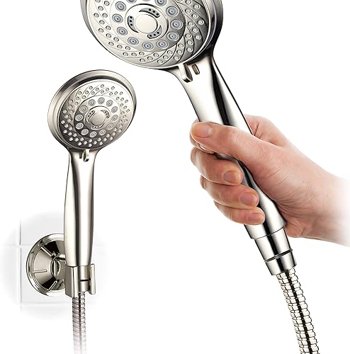 Miniatura 3 de AquaSpa - Cabezal de ducha de alta presión 6 en 1 cabezal de ducha de mano con dos soportes de pared para arriba y bajo alcance desviador de agua de