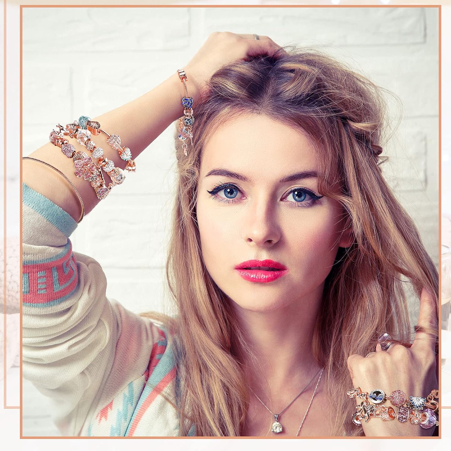 Junkin 12 Pcs Snake Chain Charm Bracelet with Heart Lobster Clasp Extender Adjustable Christmas DIY Metal Bracelet Chain for Women Jewelry Making Gifts Supplies 7.87 Inches - Image 5