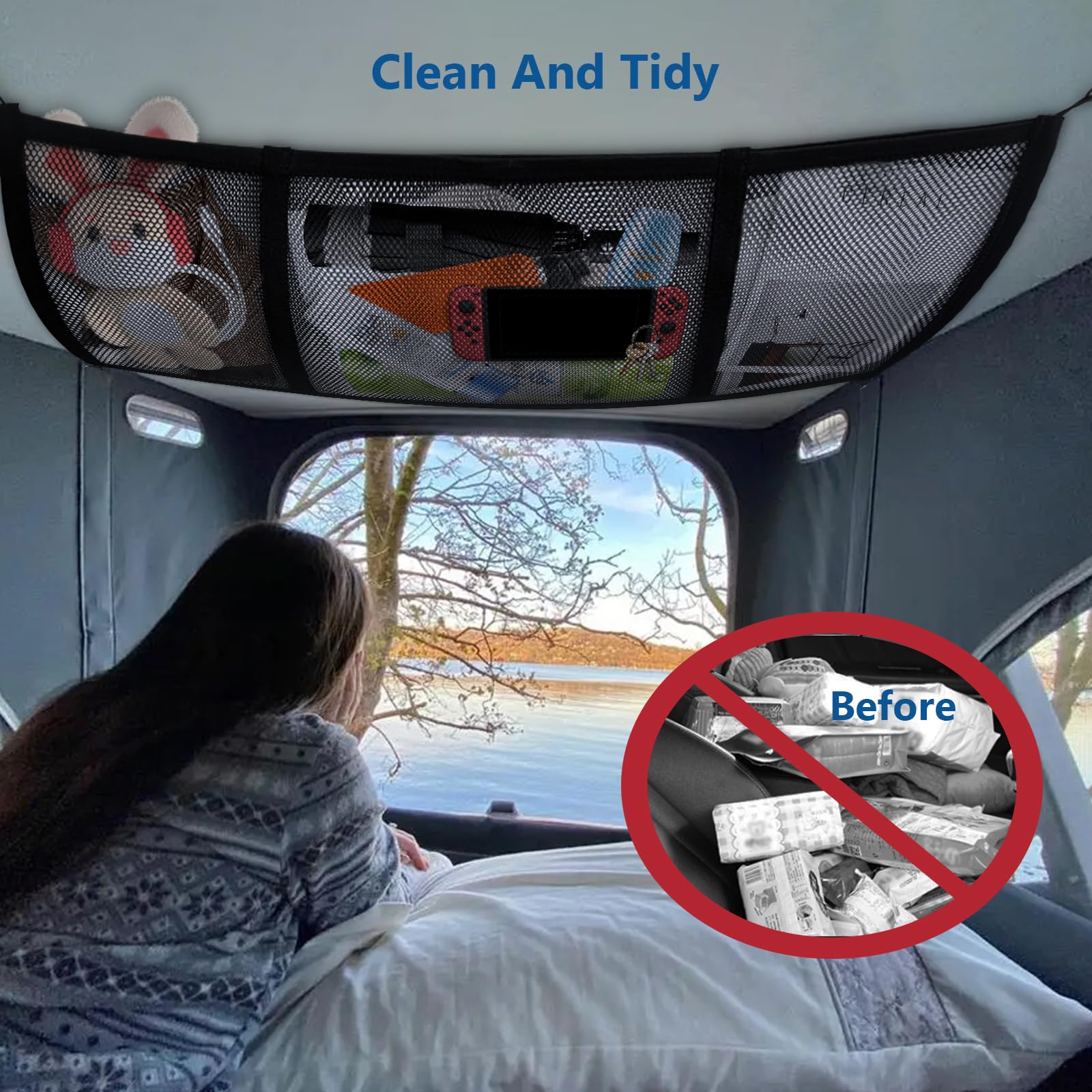 Dubbellaags bagagenet voor auto,voor VW T5 T6 Bulli Multivan California Beach Caravelle autodak bagagenet voor opslag universeel dak opbergnet met ritssluiting