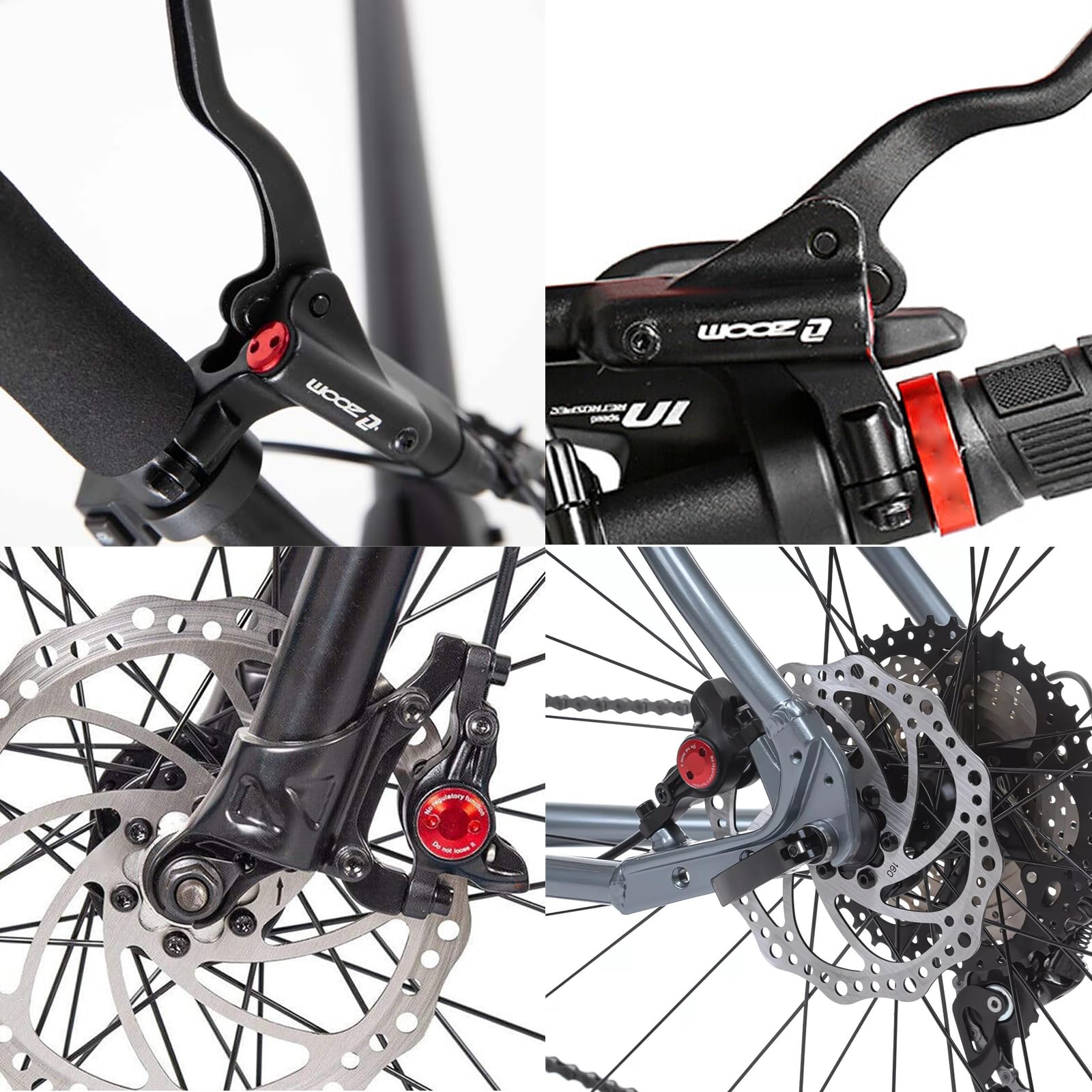 JFOYH Zoom Hydraulisches E-Bike Bremsen-Upgrade-Kit – 2/3-Pin Stecker, Stromunterbrechungssensor, vormontierte Bremshebel & Bremssättel mit 160 mm Bremsscheiben
