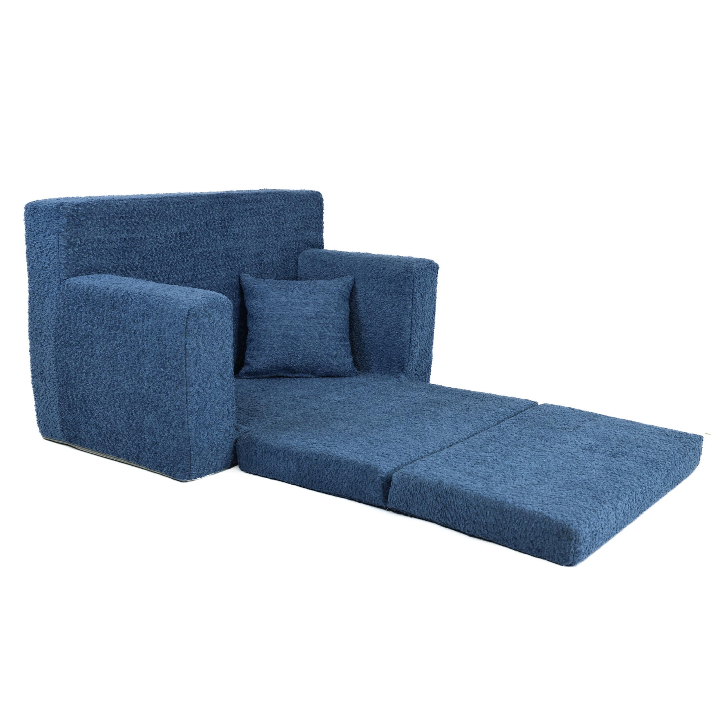 FORTISLINE - Canapé enfant dépliable 83 x 47 x 43 cm Oeko-TEX – Canapé de jeu pour enfants 2 en 1 – Canapé pour enfant rabattable avec fonction lit – Canapé-lit en mousse – Tissu peluche – Plusieurs