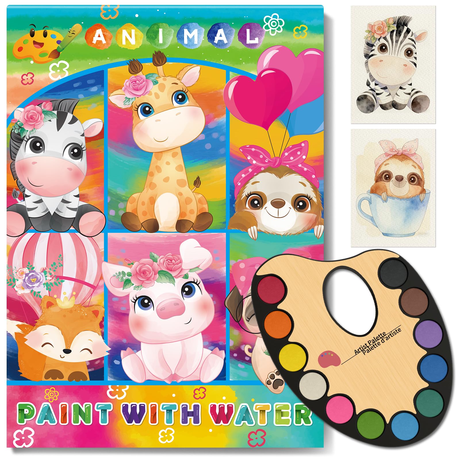 Elfew Pintura con Acuarelas para Ninos de 4 A 8 Anos, Libro para Colorear con Acuarelas, Juego de Acuarelas, Regalos para Niñas y Niños