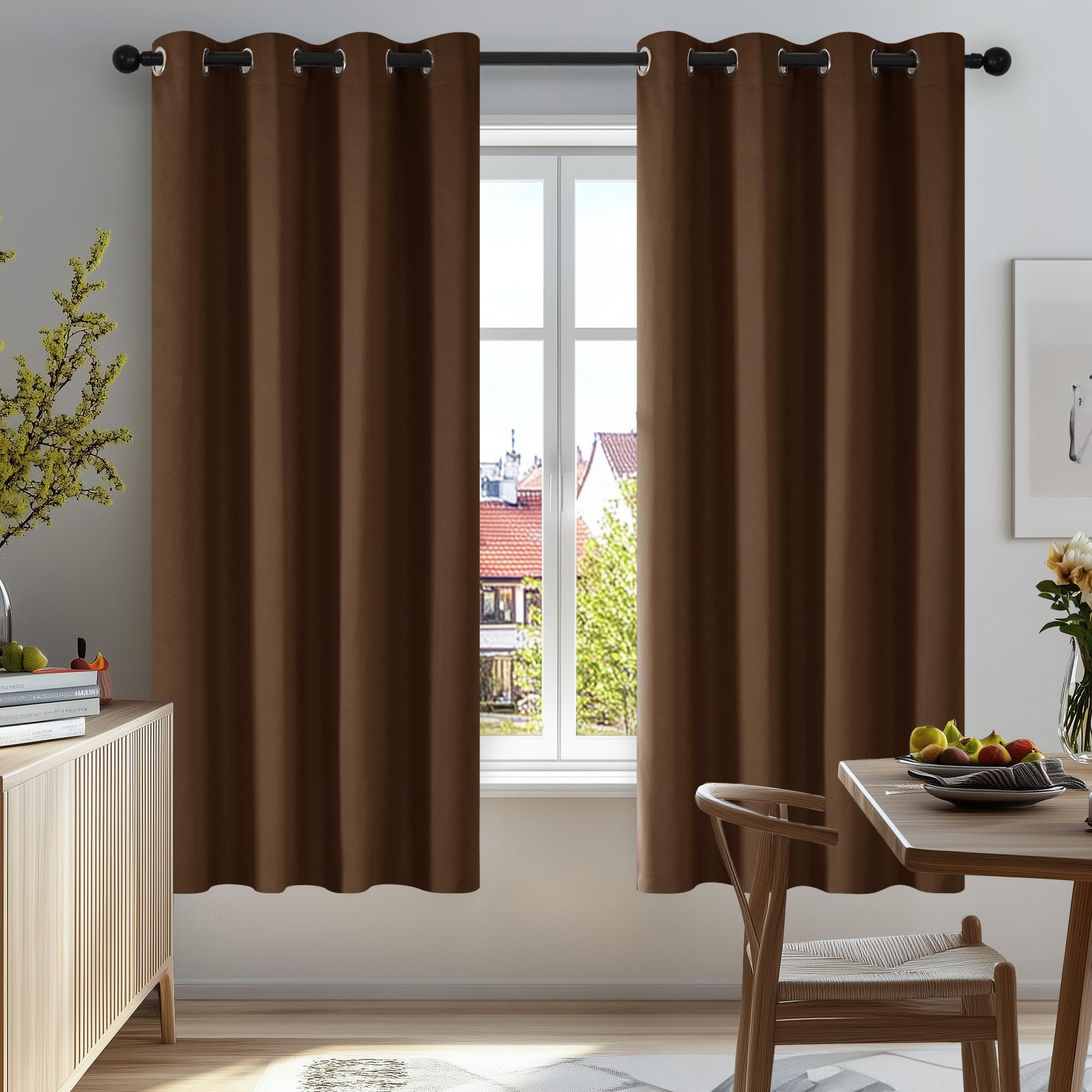 Deconovo Black Curtains Bedroom 52 x 84 Inch Thermal Insulated Energy Saving Eyelet Blackout Curtains for Living Room Black 1 PAIR — view 103