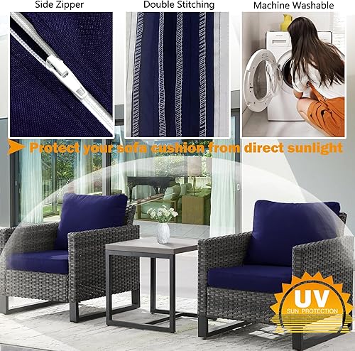 Miniatura 4 de Sqodok - Fundas de cojín de patio de 25 x 25 x 5 pulgadas, impermeables, para muebles de patio, 4 unidades, fundas de repuesto para sofá modular,