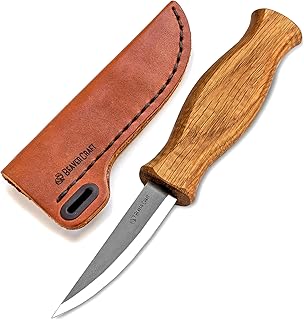 BeaverCraft Sloyd Knife C4s 3.14" Wood Carving Sloyd Knife with Leather Sheath for Whittling and Roughing for Beginners and Profi Durable High Carbon Steel - Spoon Carving Tools Thin Wood Working