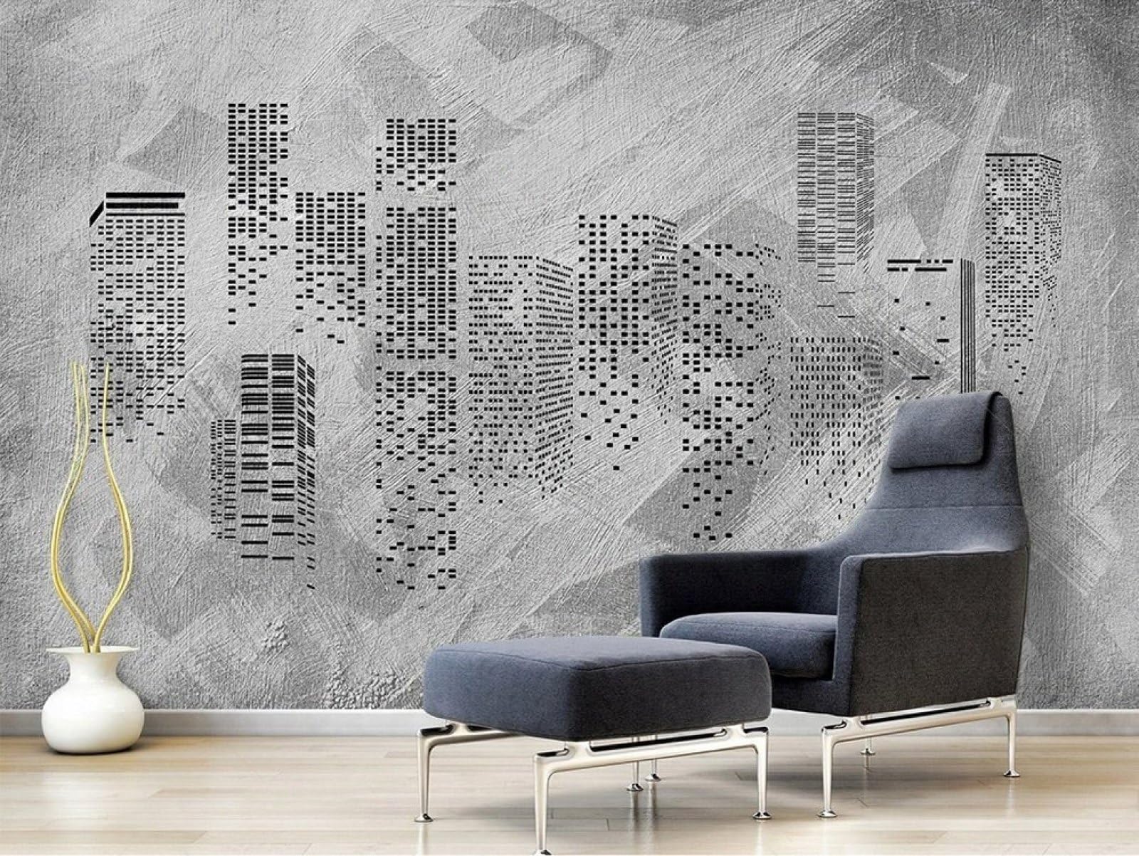 Papier peint panoramique effet béton 3D tapisserie murale haut de gamme 430x300 cm