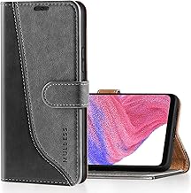 Mulbess Leather Mobile Phone Case for Samsung Galaxy A53 5G with Card Slot, Flip Case with Magnetic Closure, Stylish Grey