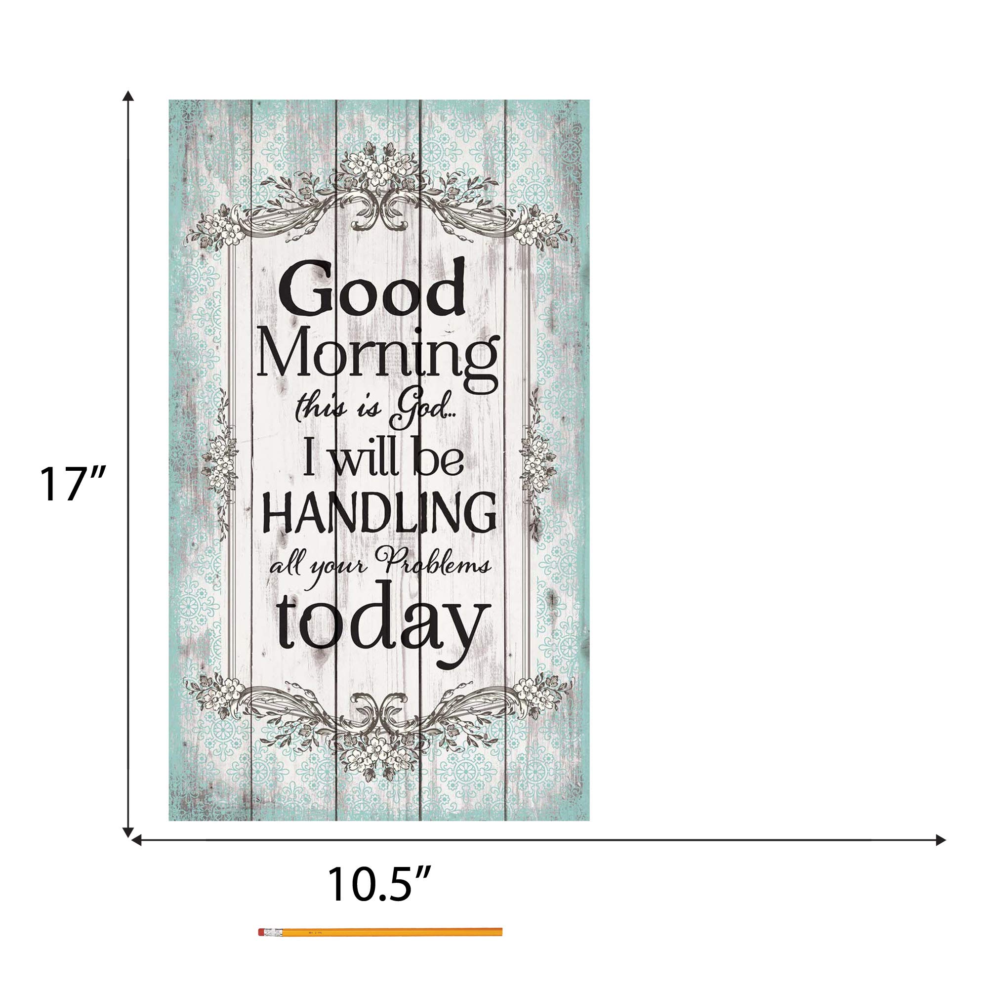 Buenos días Esta es Dios... Verde Diseño de flores 24 x 14 madera paleta de pared Art placa decorativa