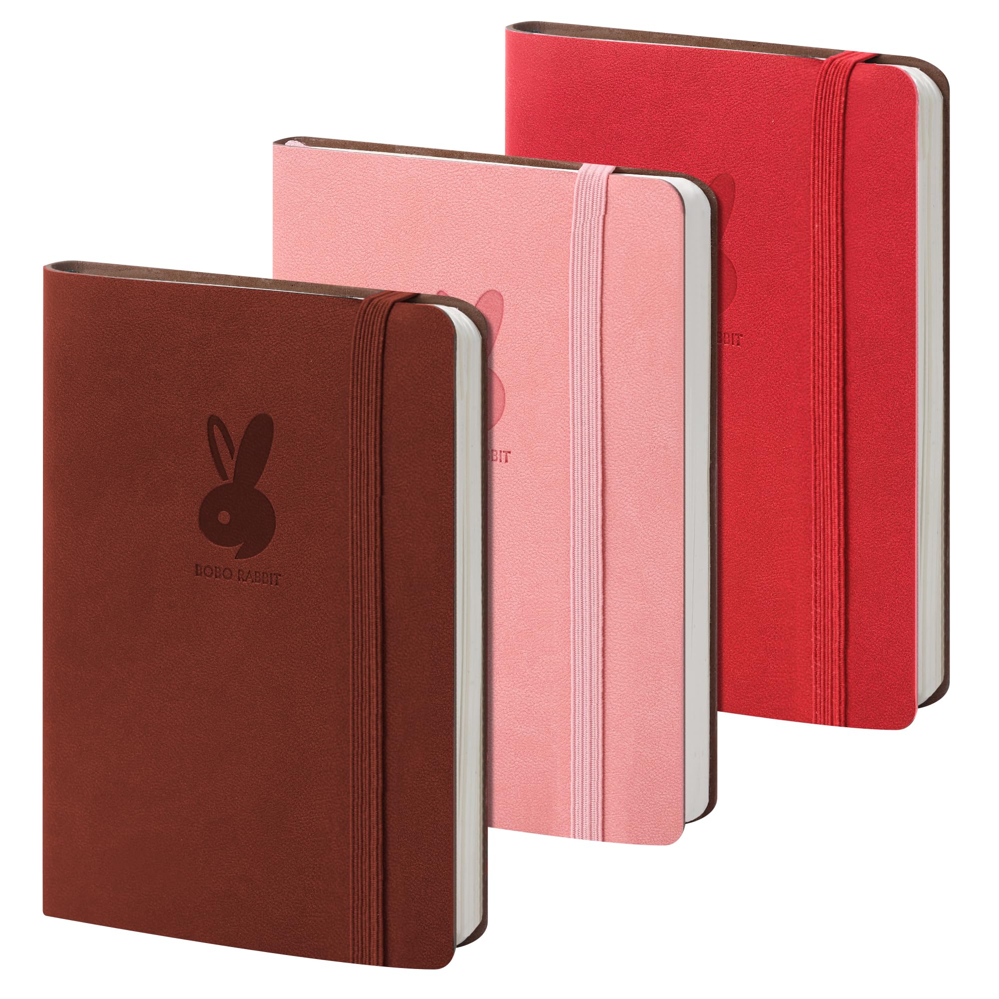 BOBO RABBIT Paquete de 3 cuadernos pequeños de bolsillo, mini diario rayado para tomar notas de viaje, tapa blanda A6, 200 páginas, papel grueso para hombres y mujeres, para tomar notas, diario