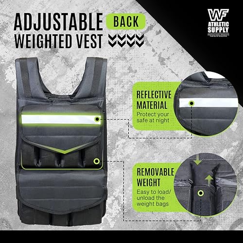 Miniatura 3 de WF Athletic Supply Chaleco con peso ajustable para entrenamiento de fuerza, entrenamiento y correr, chaleco de peso corporal para hombres y mujeres,