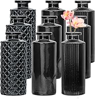 Vista 24 de Brajttt Juego de jarrones de flores negros, jarrón de cristal a granel juego de 8, mini jarrones de sabor artístico y cultural para decoración