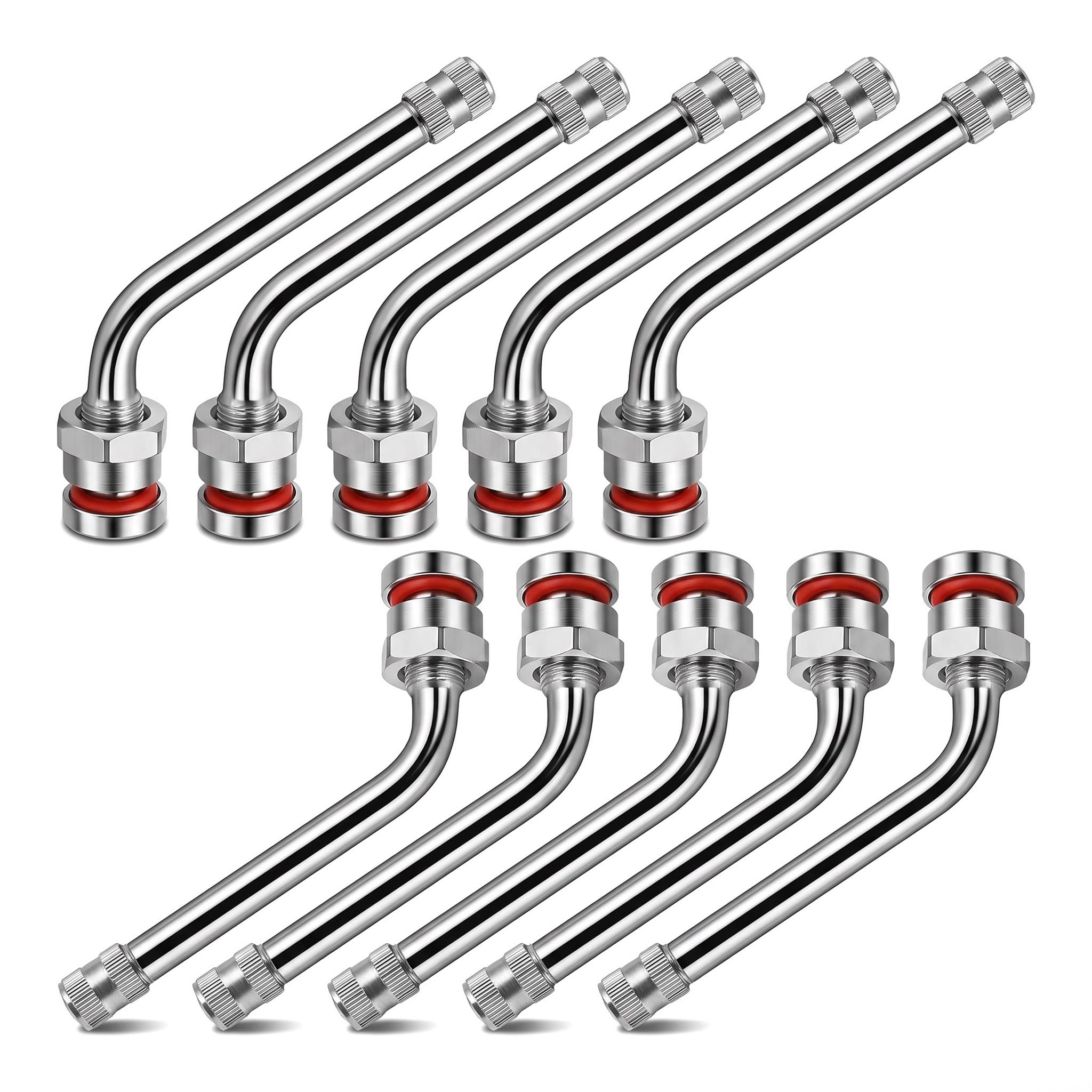 TR545D Truck Tire Valve Stem 10 Pack, 9.7mm Rim Hole, 22.5" 24.5" Aluminum