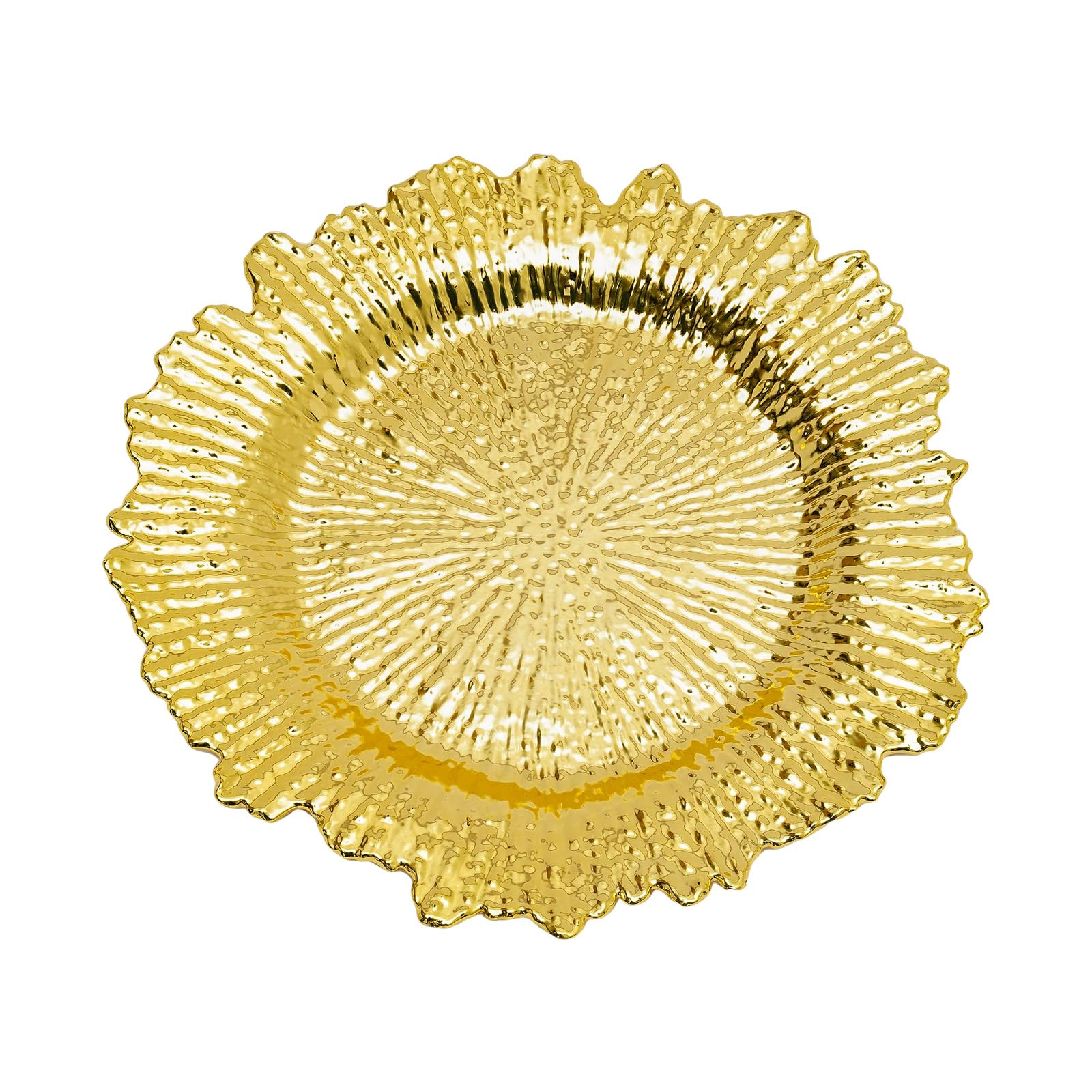 WANLECY Charger Plates 4 Sets of 96 Total, 13 Inch Reusable Round Reef Chargers for Dinner, Plastic Service Plate Bulk for Wedding, Catering Table