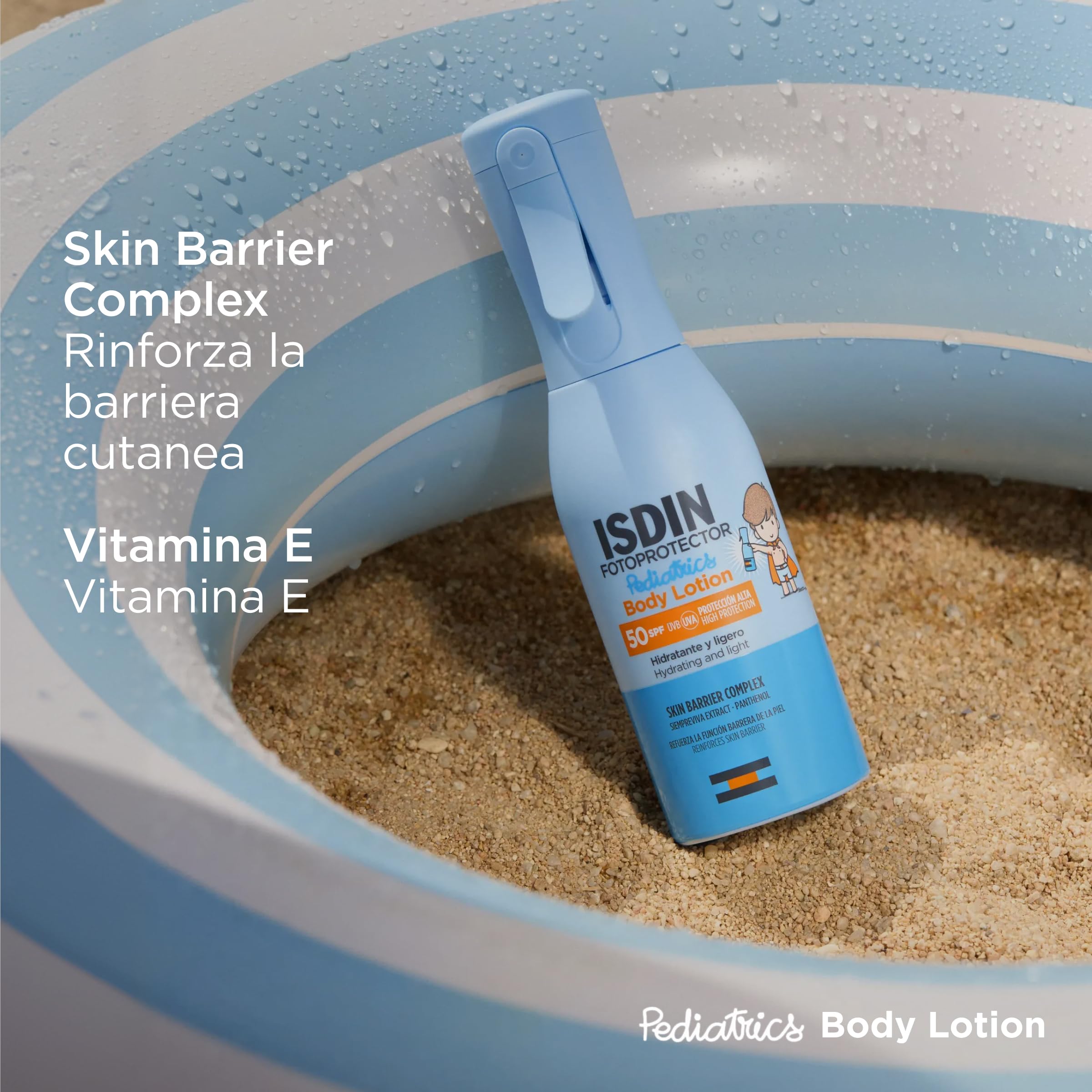 ISDIN Fotoprotector Body Lotion Pediatrics SPF 50, Protezione Solare per Bambini, Resistente all'Acqua, 50 ml
