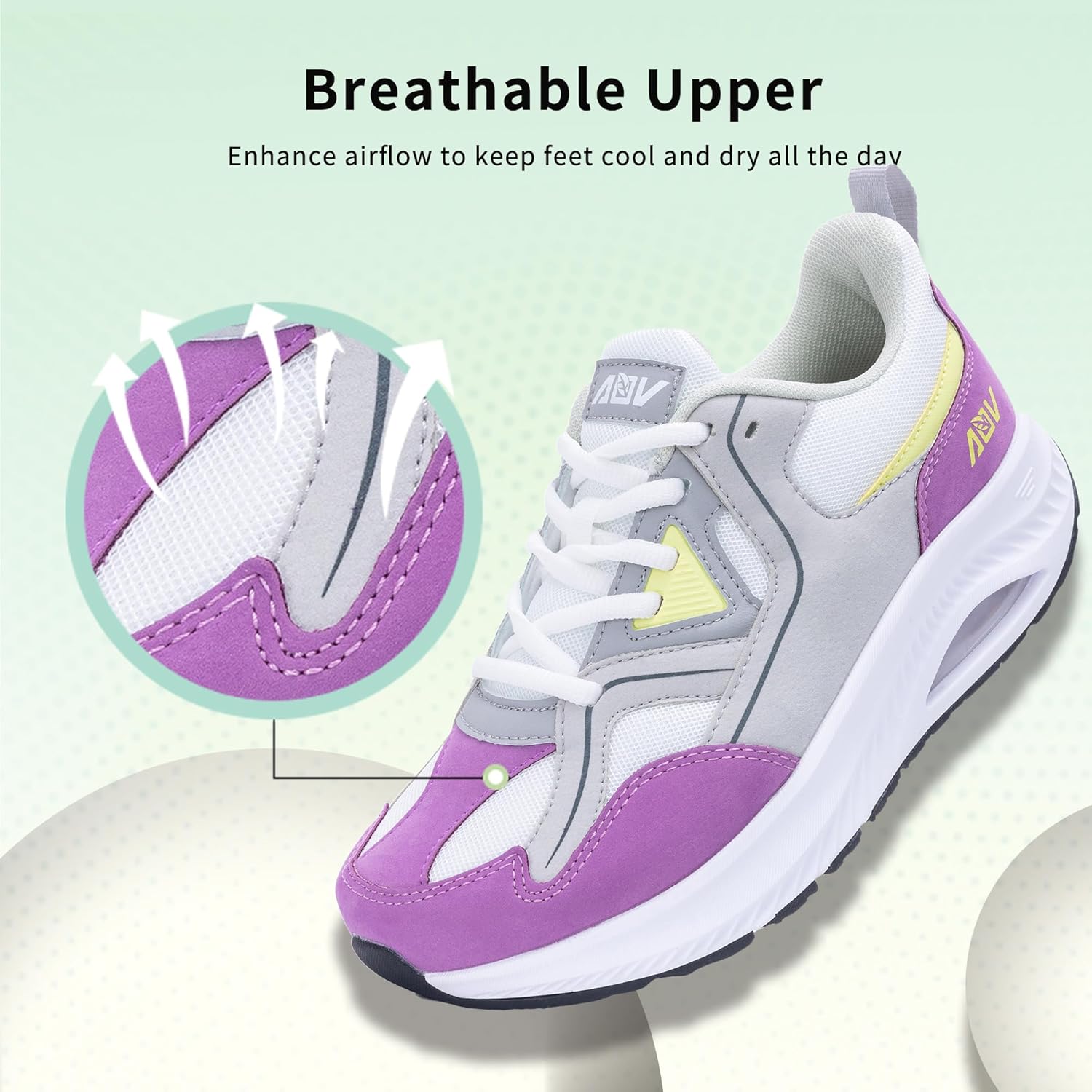 Wide Toe Box Shoes Women Arch Support Walking Sneakers Orthotic Tennis Shoes for Plantar Fasciitis Bunions GrayPurple Size 10 - Image 5