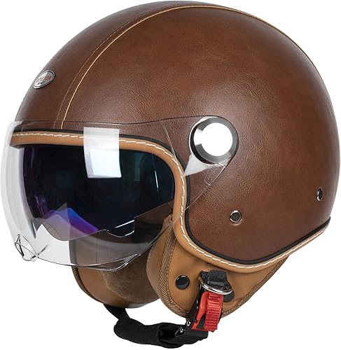 Cascos de cara abierta para motocicleta, aprobados por el DOT, 3/4, casco para motoneta con visera dual, hebilla de liberación rápida, cascos para