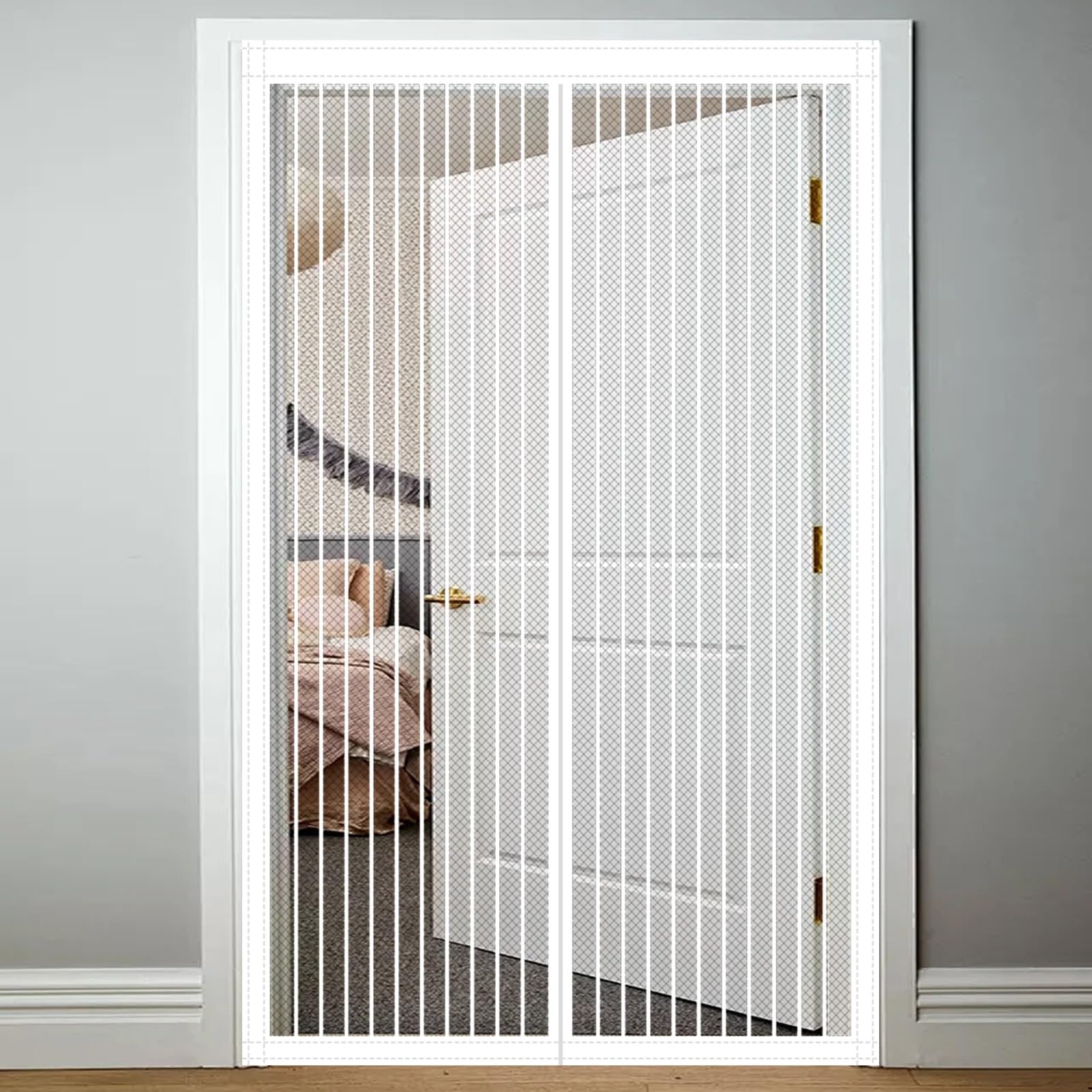 Magnetic Door Curtain 105 x 203 cm No Drilling Fly Insect Screen Door Keep Bugs Out for Windows Doors Patio, White