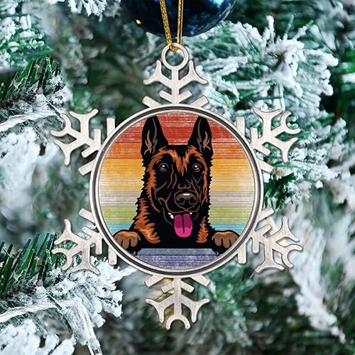 Miniatura 16 de Presa Canario Tree Decoration Ornament - Christmas Snowflake Ornament - Dog Lover Mom Gift Peeking Dog Snowflake Metal Ornaments for Xmas Tree LGBTQ