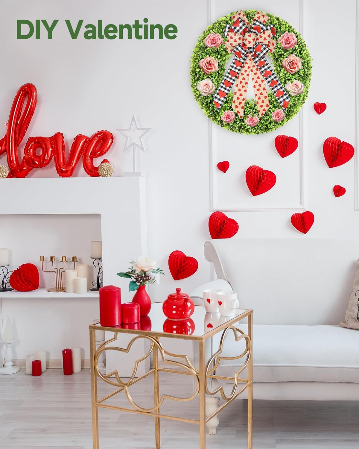 DDHS 24''Boxwood Wreaths for Front Door，Artificial Spring Wreaths for Farmhouse Wedding Green Year Round Indoor Outdoor for Fall Summer Christmas Wreath Home Decorations-Green - Image 6