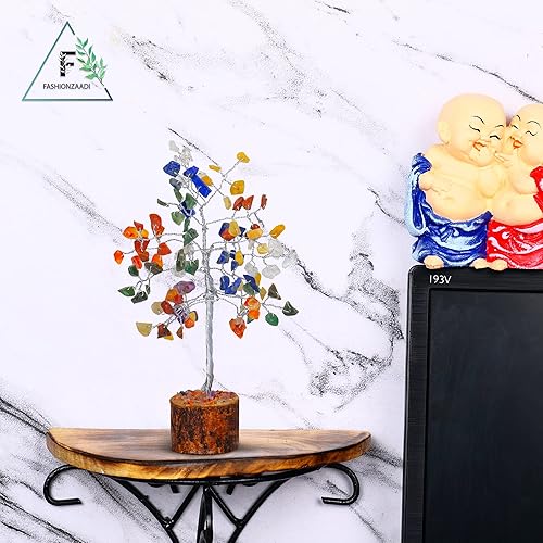 Miniatura 2 de FASHIONZAADI Árbol de dinero bonsái con cristales curativos para chakras, Feng Shui, piedras preciosas naturales, decoración de mesa para el hogar,