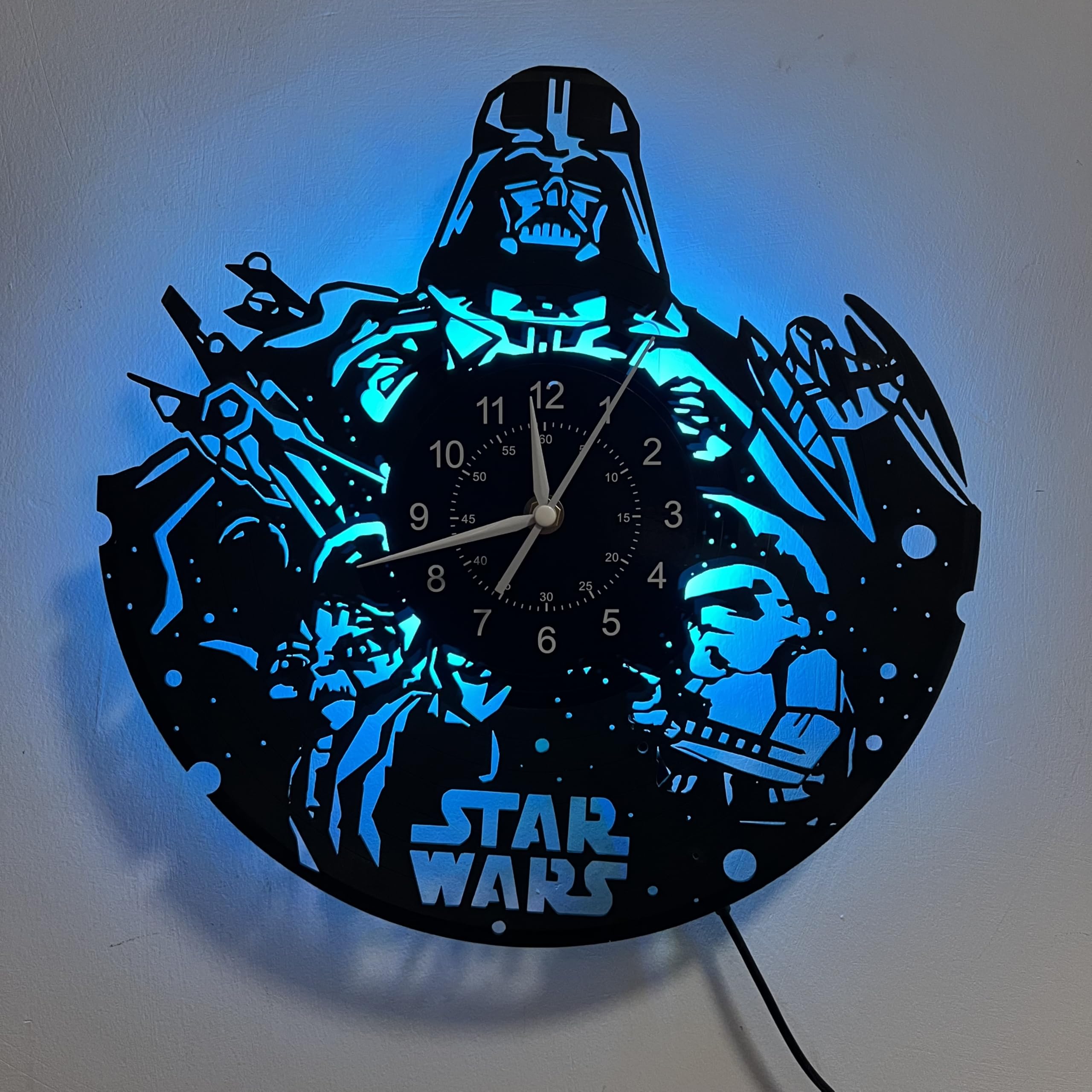 Vinyl Wall Clock Star Wars 12 inch LED Wall Clock 7 Color Changing