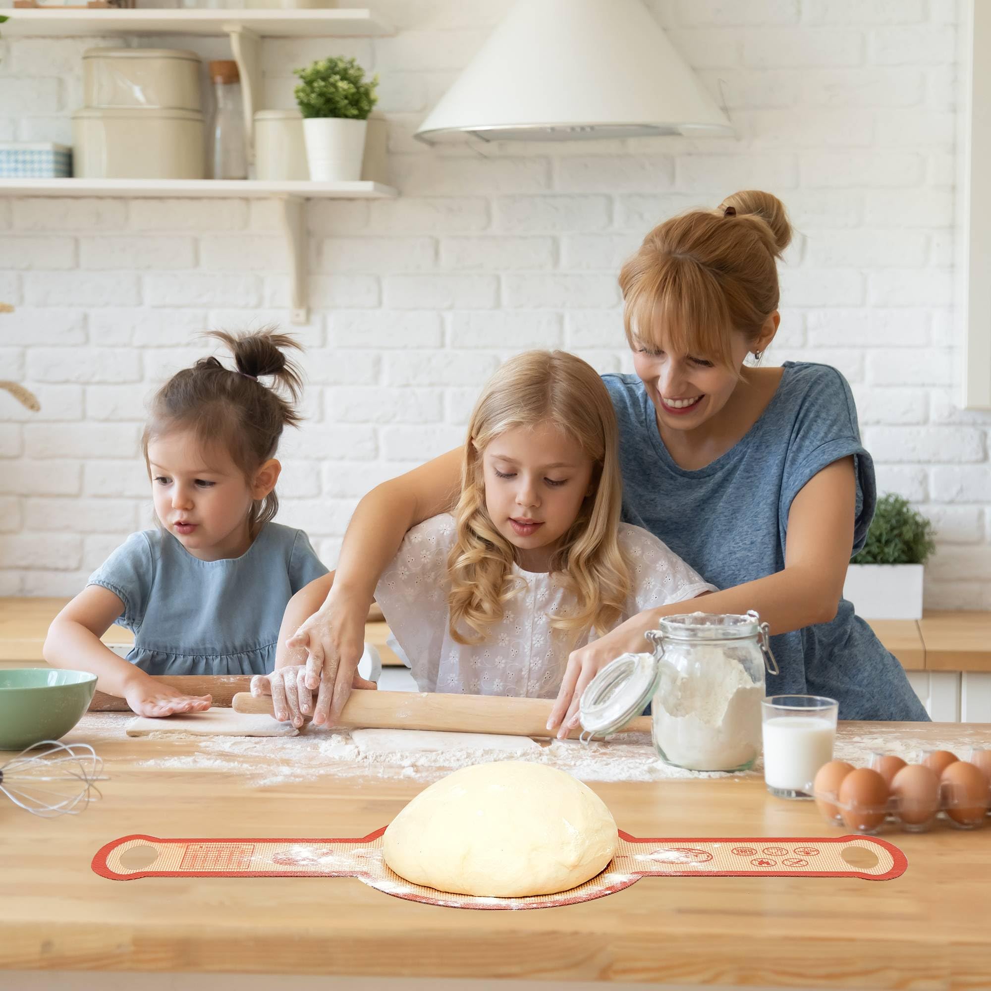 Tappetino in silicone per pane a lievitazione naturale, 2 set di fette rotonde per forno olandese, antiaderente, di alto grado, per la preparazione di pane naturale, riutilizzabili, con manico lungo