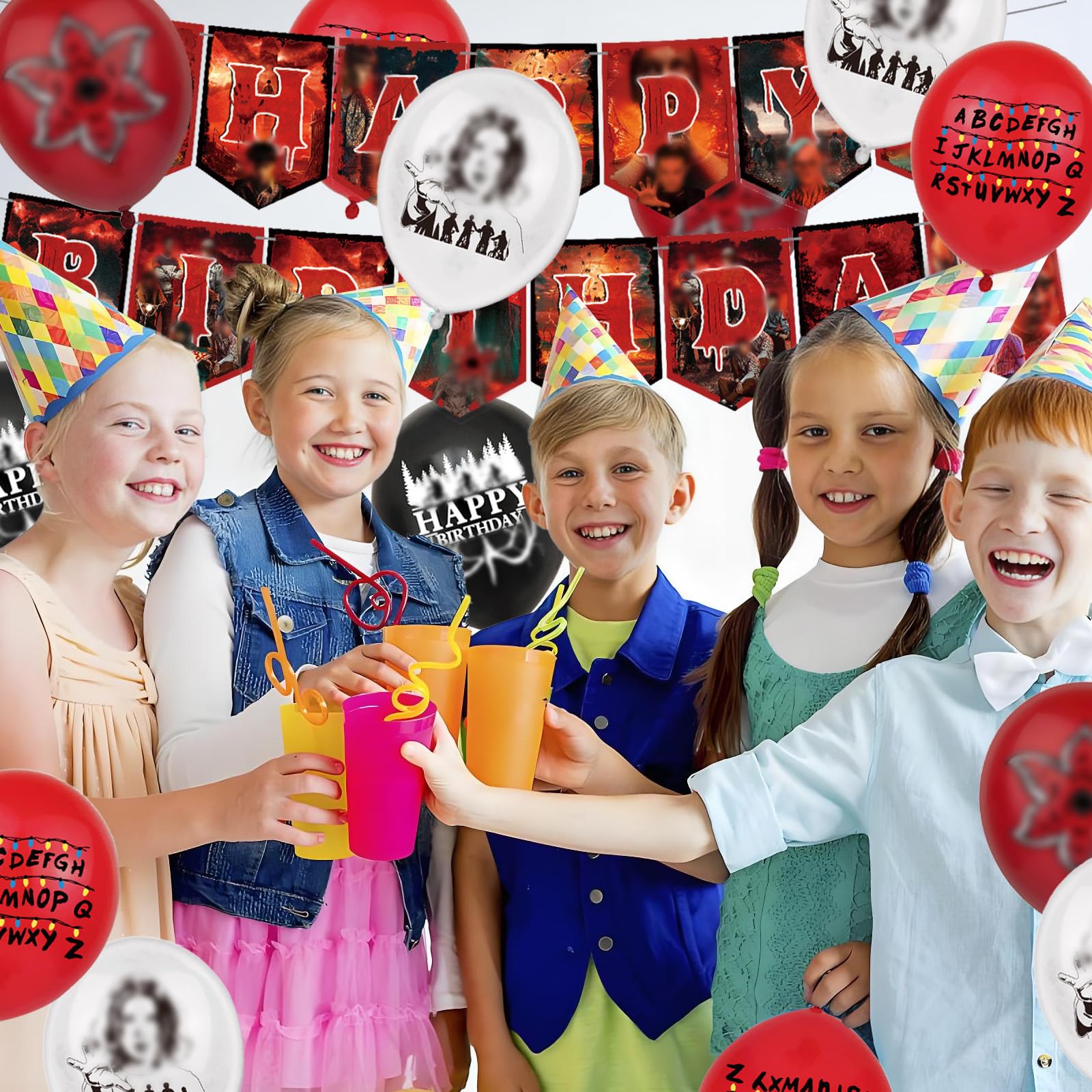 42 Pezzi Strager Thigs Kit Compleanno Decorazioni, Kit Palloncini Decorazioni per Festa di Compleanno