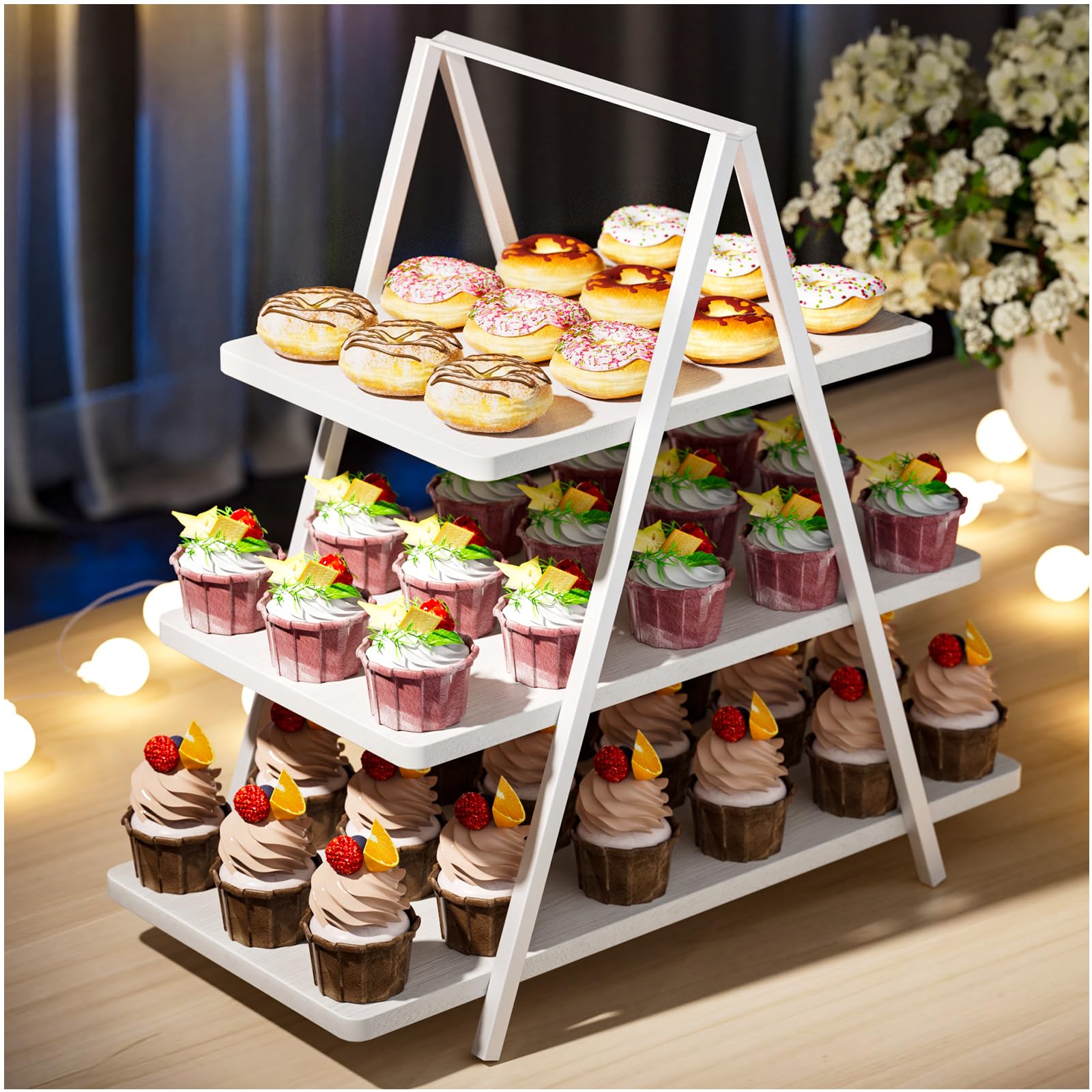 Cupcake-Ständer 3-stufig – Bubble Tea Design, Aus Karton