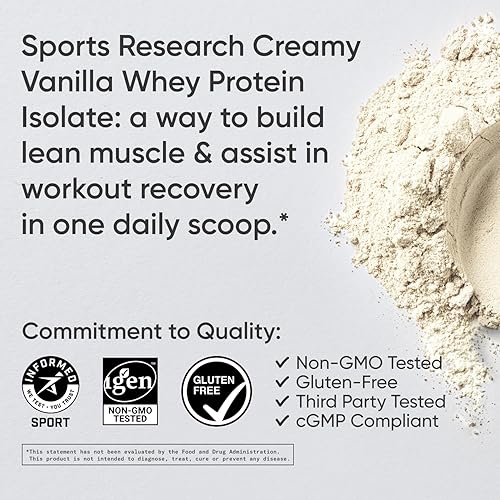 Miniatura 4 de Sports Research Proteína de suero de leche - Proteína aislada de suero de leche en polvo para construcción muscular magra y recuperación de