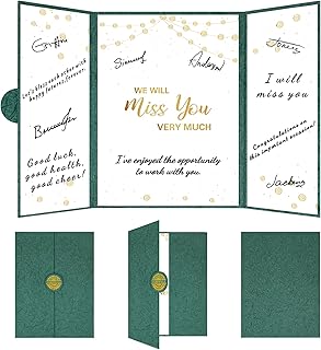 Holkcog Farewell Party Decorations, Green Gold We Will Miss You Very Much Alternative Signature Guest Book for Men Women Going Away Gifts Signing Card Board for Retirement Graduation Party Supplies