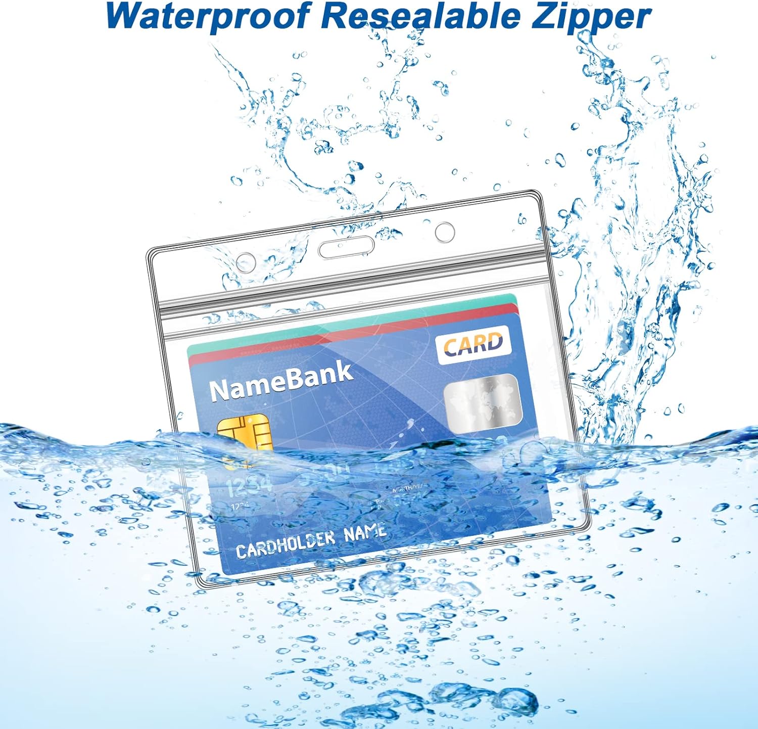 100Pcs Clear Plastic Horizontal Name Tag Badge ID Card Holders and 100Pcs Blue Neck Lanyards with Swivel Hook for School, Office, Business - Image 4