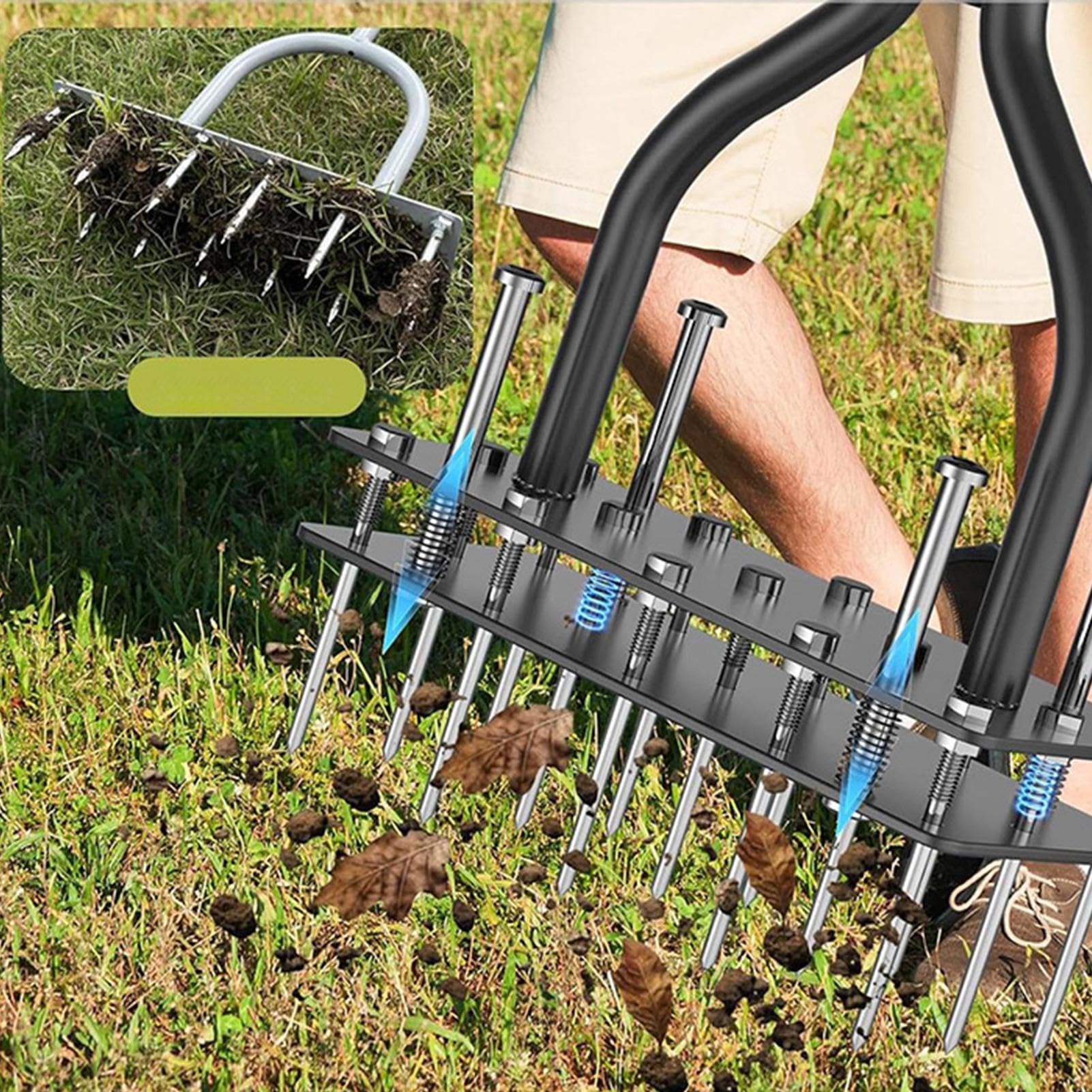 Aerator do trawnika Automatyczne Usuwanie Ziemi I Liści | Wytrzymałe Narzędzie do Aeracji Trawnika Do Ziemi Golfowego Parku Jesienna Pielęgnacja Trawy Wiosenne Ogrodnictwo
