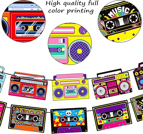 Miniatura 5 de Cinta de casete para fiestas, decoración de fiesta, 4 unidades de radio, boombox, decoración de fiesta de 1980, decoración de fiesta de hip hop,