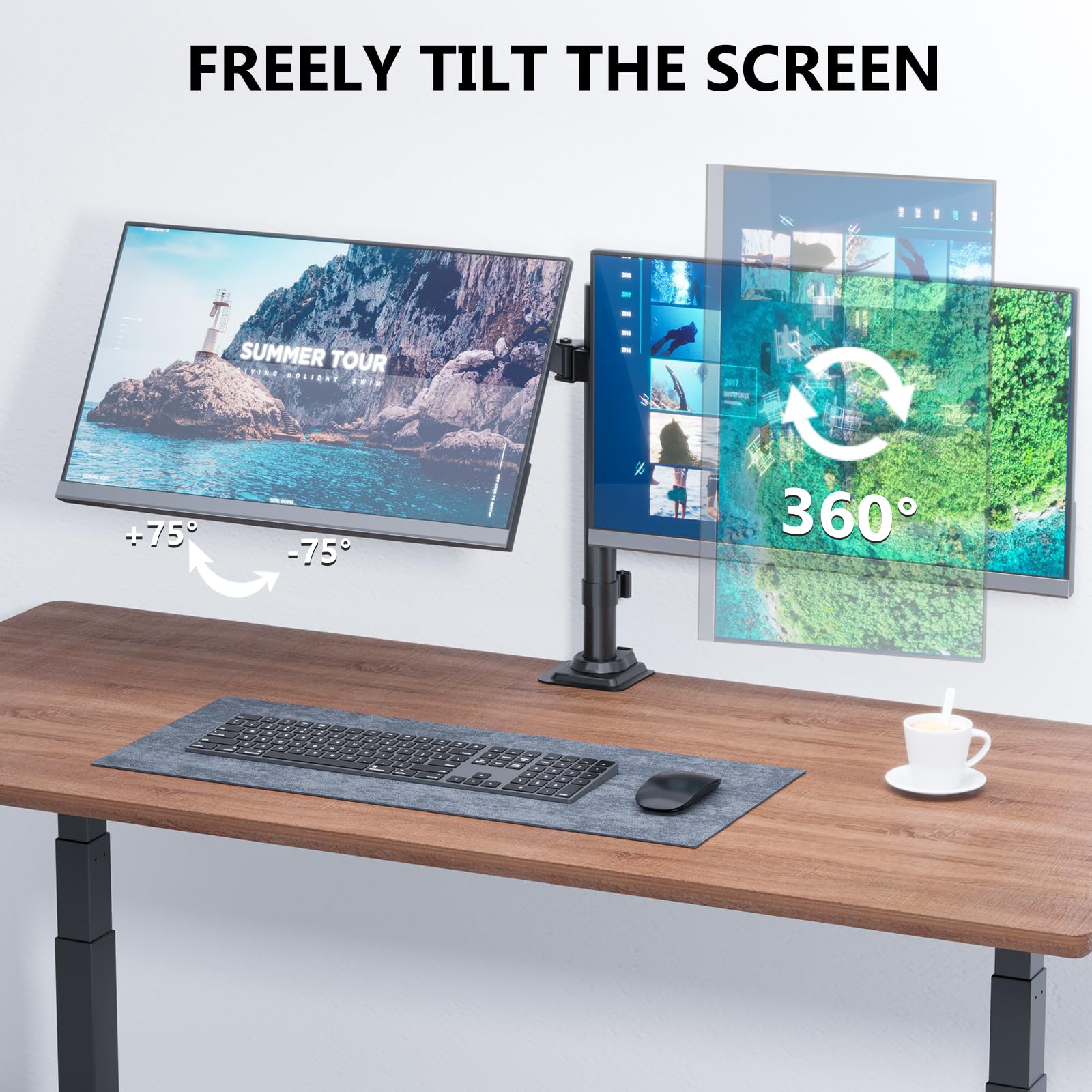 WALI Articulating Dual Monitor Stand for 13-32 inch Screens, 22 lbs per Arm — Amazon image 3