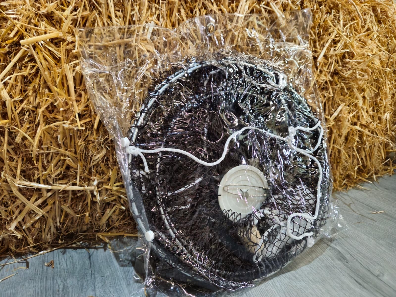 Pack de 4 Reteles Evia de Nylon para Pesca de Cangrejos 30 cm Diámetro | Malla Rojiza 5 mm | Estructura de Acero Cuerda + Corcho + Imperdible y Plomo