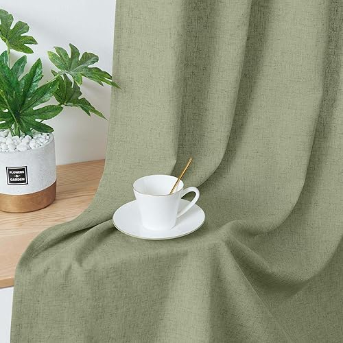 Miniatura 7 de COLLACT Cortinas de lino a rayas negras de 84 pulgadas de largo para sala de estardormitorio, cortinas con patrón de rayas de granja, cortinas