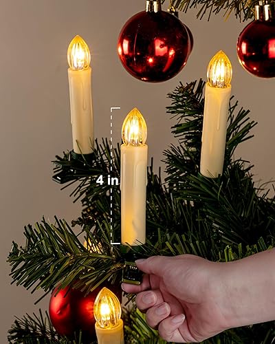 Miniatura 4 de Homemory Velas LED de Navidad, temporizador de 8 horas, 4 pulgadas de diámetro, funciona con pilas, luz blanca cálida, material plástico, paquete de
