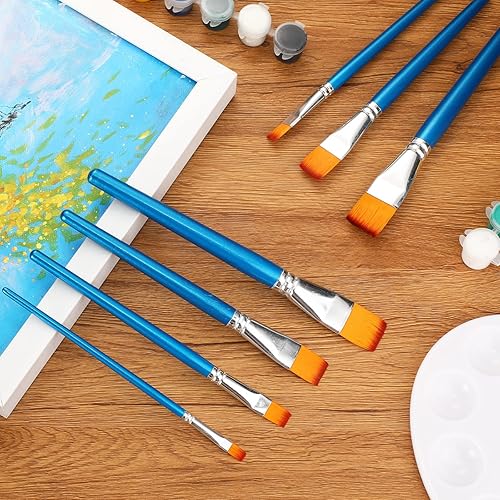 Miniatura 7 de 120 pinceles planos para pintura acrílica, pinceles de pintura sintética grandes a granel con mango de madera para acuarela, óleo, manualidades,