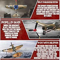 Vista 5 de Avión RC LEAMBE de 4 canales con control remoto - Avión RC P-40 Warhawk listo para volar para principiantes adultos con sistema de estabilización