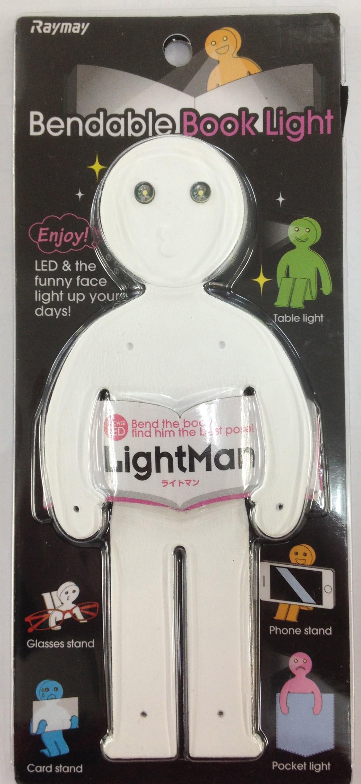 LightMan Bendable Book Light & Stand - Cute White