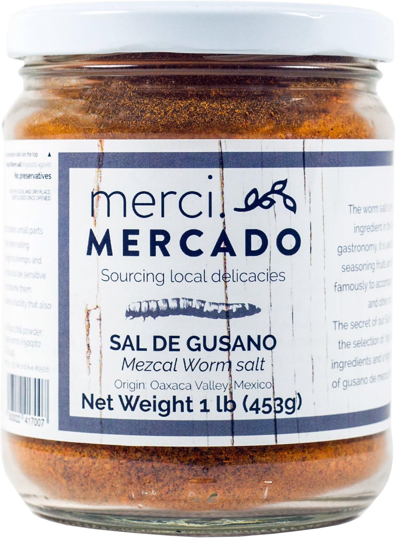Merci Mercado Sal de gusano - Gourmet edible worm salt from Oaxaca Mexico (1 lb)