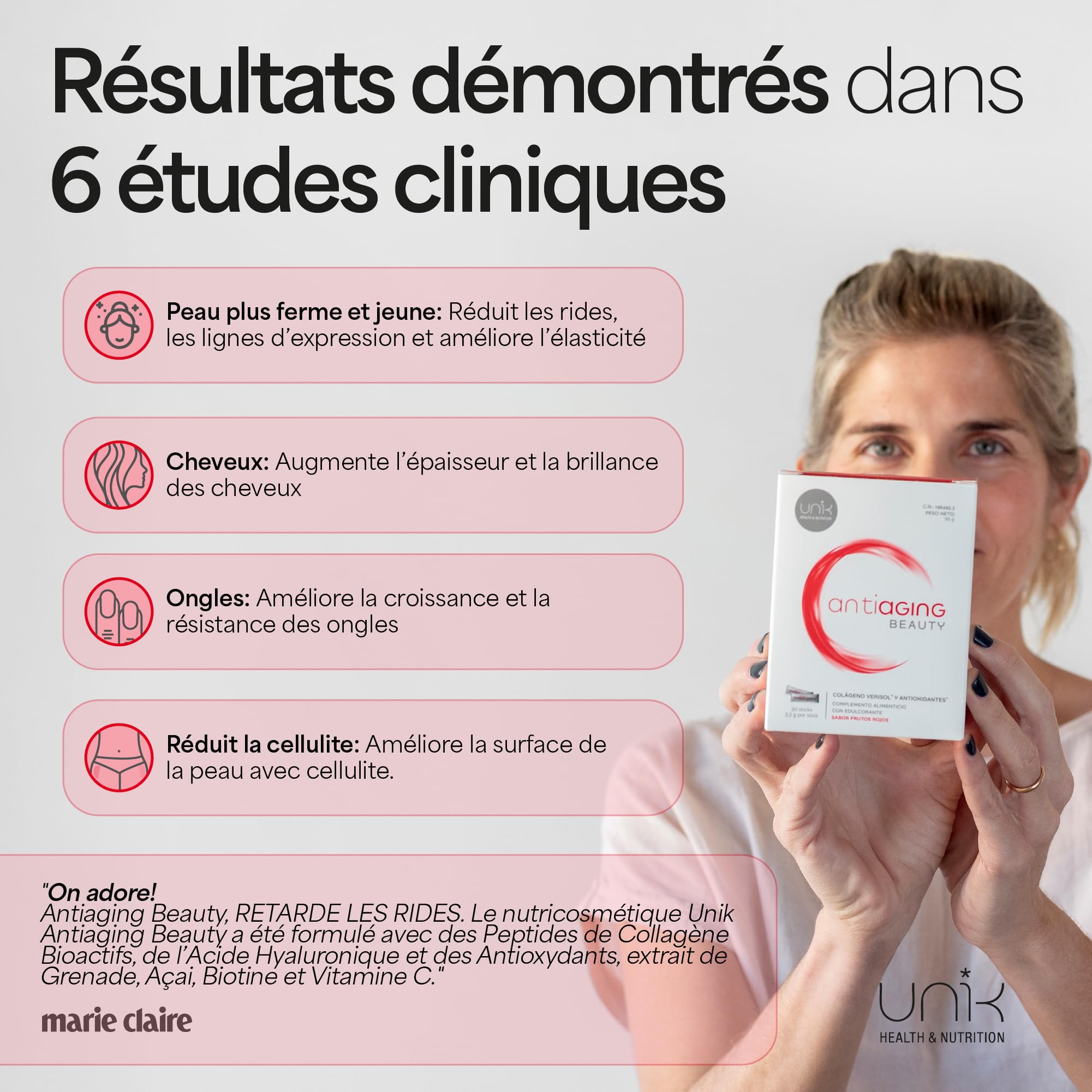 Colágeno Verisol con Ácido Hialurónico + Biotina + Granada y Açai 30 Sticks Antiaging Beauty Sabor Frutos Rojos Suplemento Natural para Piel Firme Sin Arrugas Cabello Saludable y Uñas Fuertes (1)