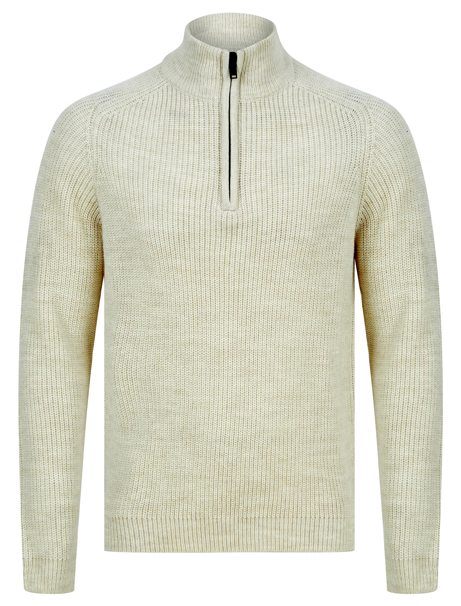 Dissident Men's Oatgrey Marl Wool Blend Funnel Neck Quarter Zip Jumper