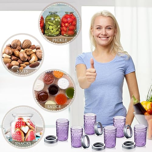 Miniatura 7 de 12 tarros de conservas Mason de 8 onzas con tapas regulares, mini tarros de miel para regalos de boda, baby shower, proyectos de bricolaje, velas,