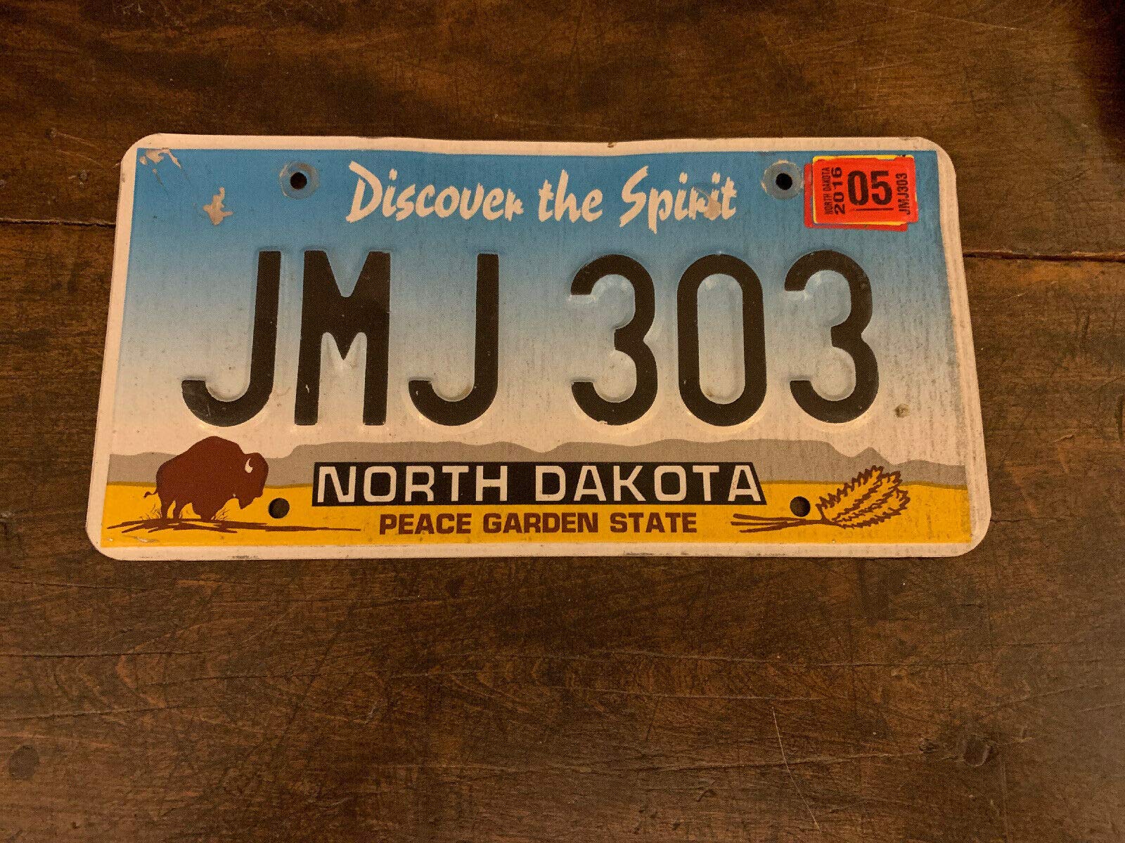 Biopracess Metalpostera173 North Dakota License Plate. Peace Garden State Bison Graphic (2016) License Plate 6X12 Inches