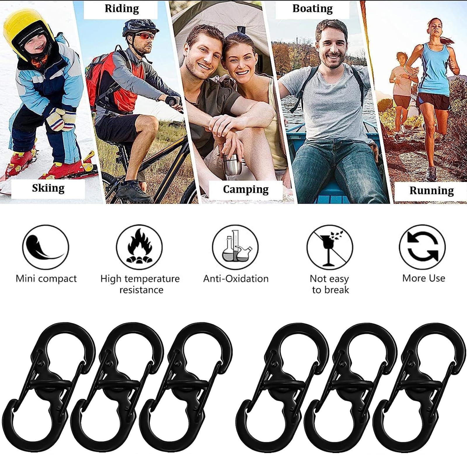 10 Moschettoni A Forma Di S In Acciaio Inox - Gancio Doppia Apertura Per Zaini E Attrezzatura - Foto 10